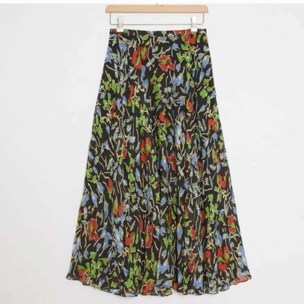NWT Anthropologie Denise A Line Maxi Skirt Floral Garden Boho Black Multi 8